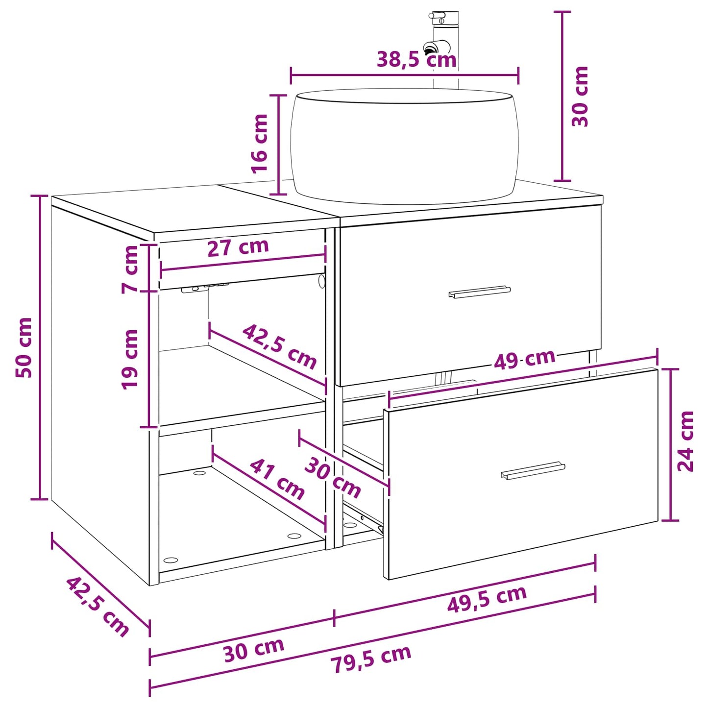 Badezimmermöbel-Set 2 stk. Artisan-Eiche Holzwerkstoff
