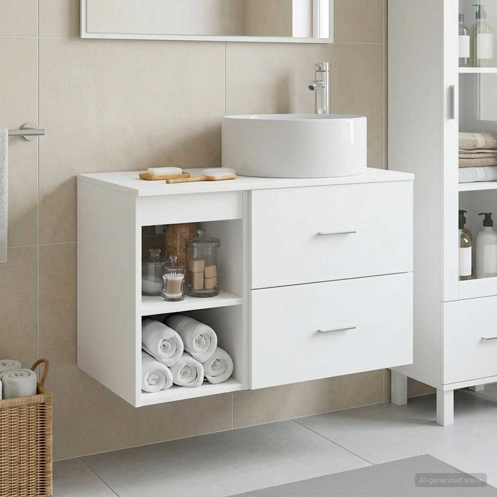 Badezimmermöbel-Set 2 stk. Weiß Holzwerkstoff