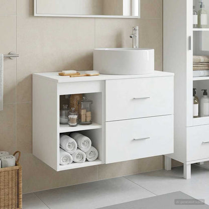Badezimmermöbel-Set 2 stk. Weiß Holzwerkstoff
