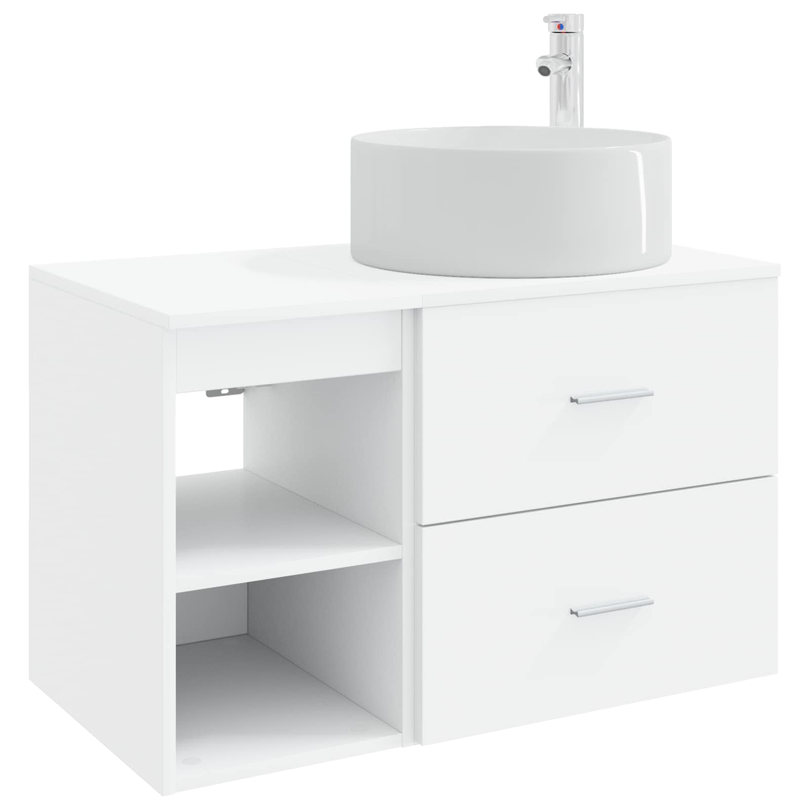 Badezimmermöbel-Set 2 stk. Weiß Holzwerkstoff