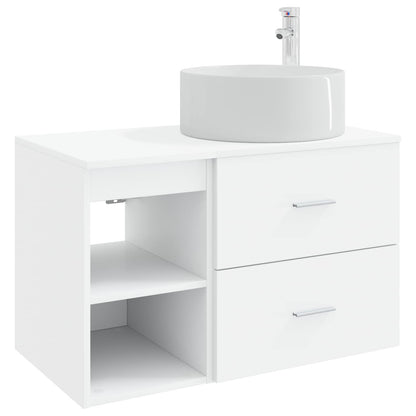 Badezimmermöbel-Set 2 stk. Weiß Holzwerkstoff