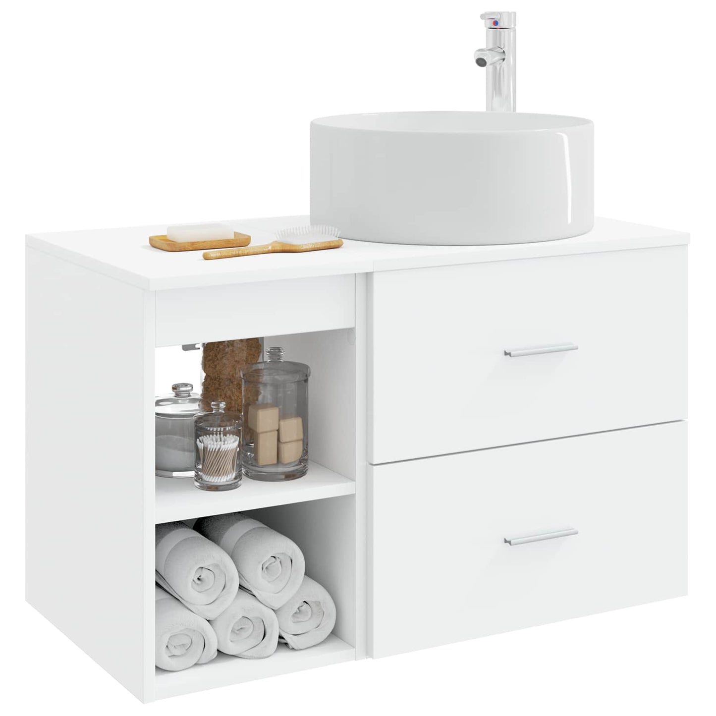 Badezimmermöbel-Set 2 stk. Weiß Holzwerkstoff