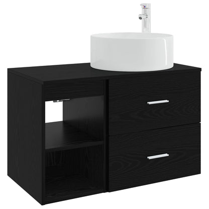 Badezimmermöbel-Set 2 stk. Schwarz Eichen-Optik Holzwerkstoff