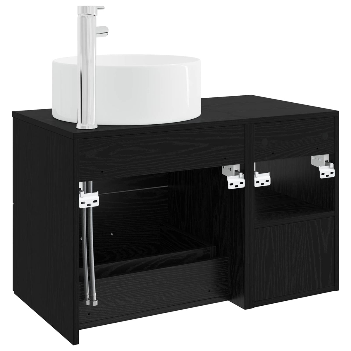 Badezimmermöbel-Set 2 stk. Schwarz Eichen-Optik Holzwerkstoff