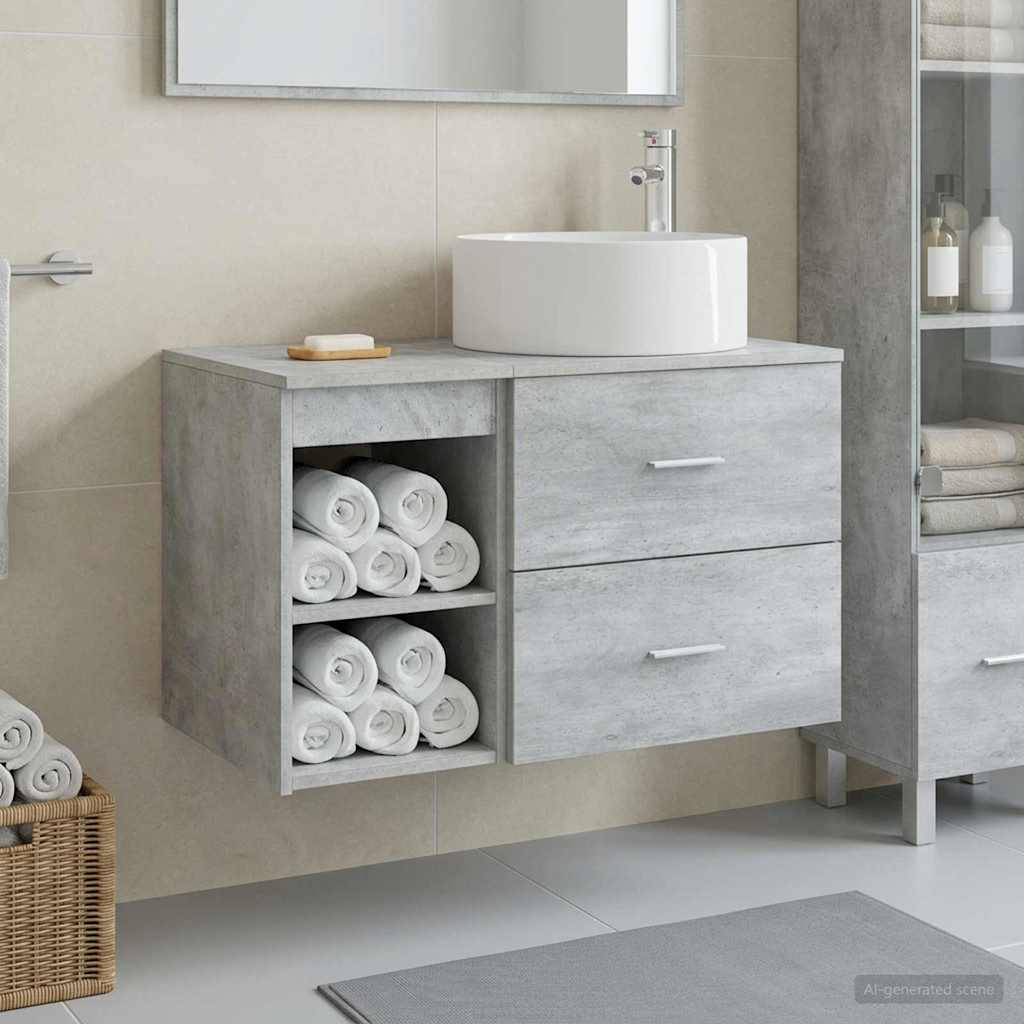 Badezimmermöbel-Set 2 stk. Betongrau Holzwerkstoff
