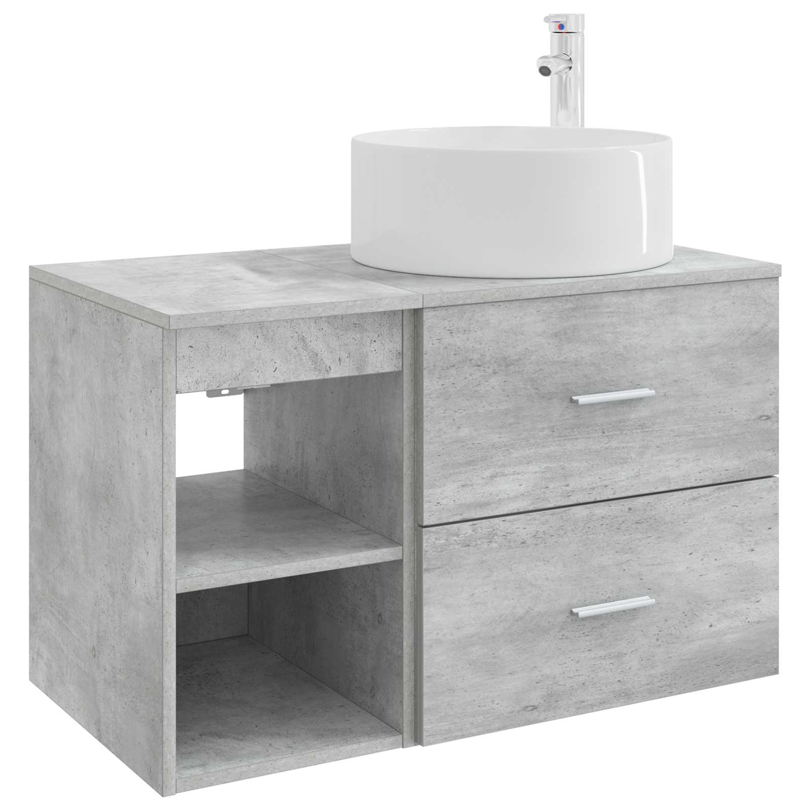 Badezimmermöbel-Set 2 stk. Betongrau Holzwerkstoff