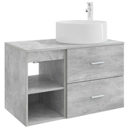 Badezimmermöbel-Set 2 stk. Betongrau Holzwerkstoff