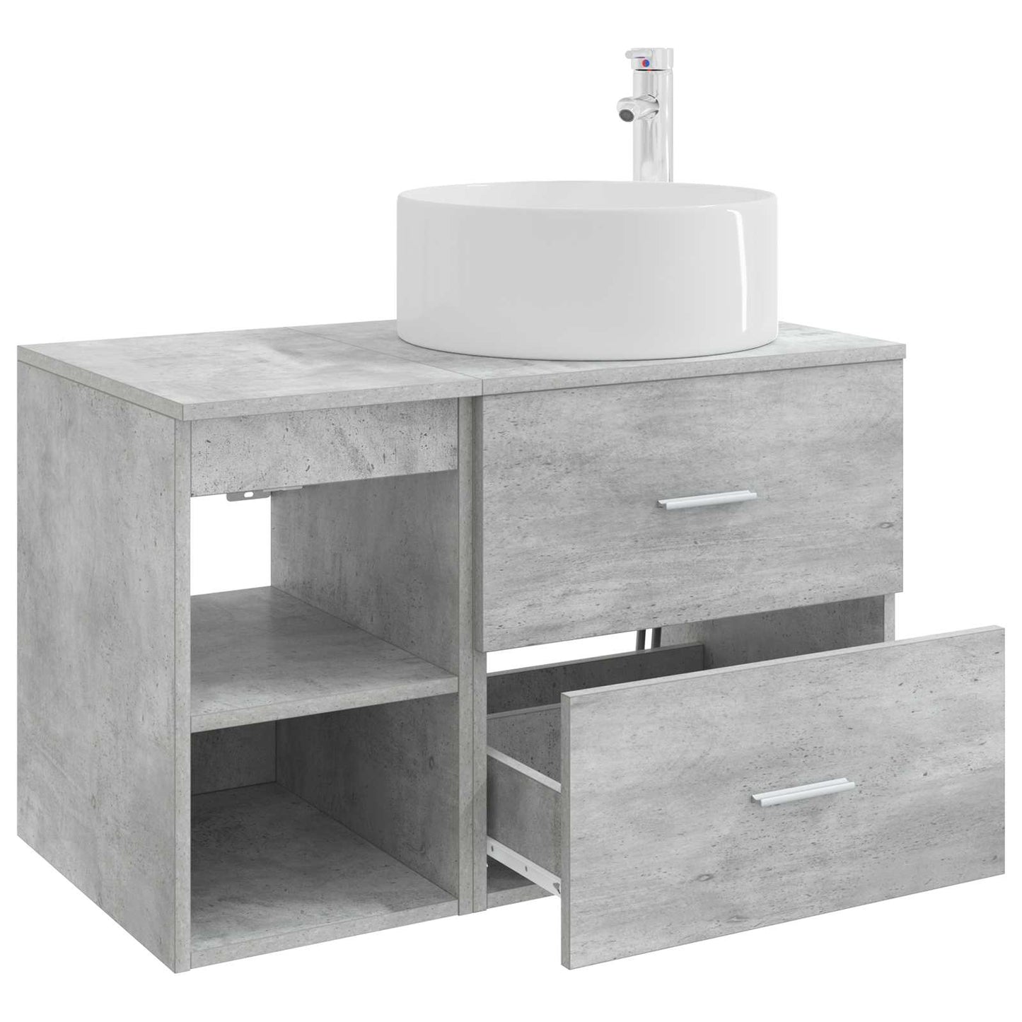 Badezimmermöbel-Set 2 stk. Betongrau Holzwerkstoff