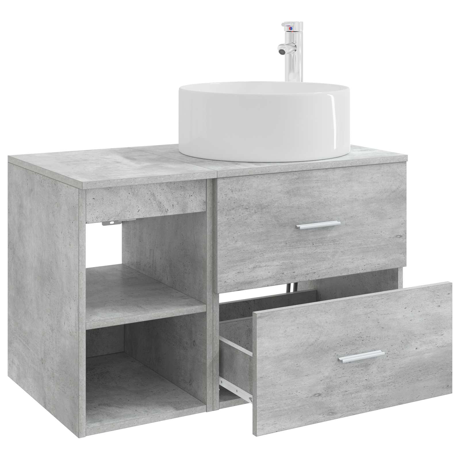 Badezimmermöbel-Set 2 stk. Betongrau Holzwerkstoff