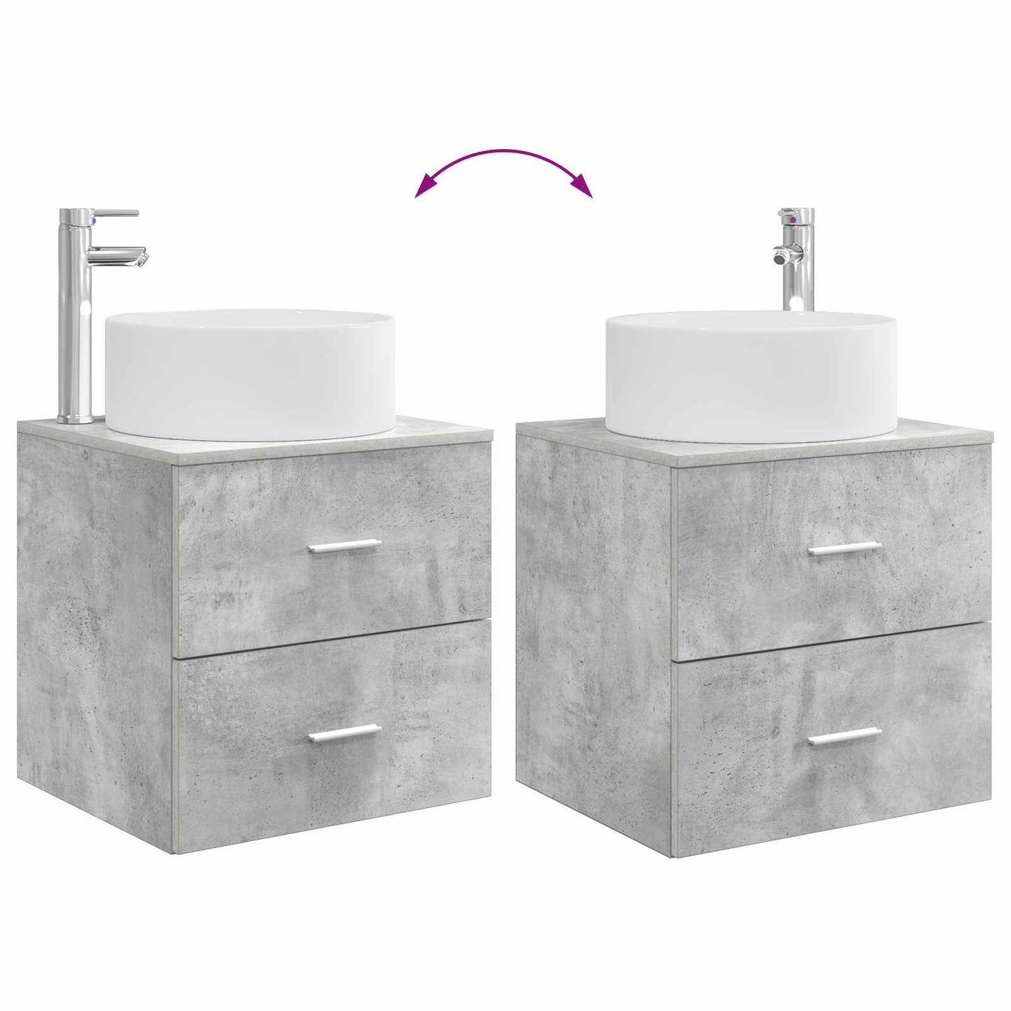 Badezimmermöbel-Set 2 stk. Betongrau Holzwerkstoff
