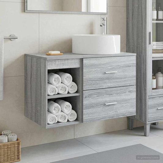 Badezimmermöbel-Set 2 Stk. Grau Sonoma Holzwerkstoff
