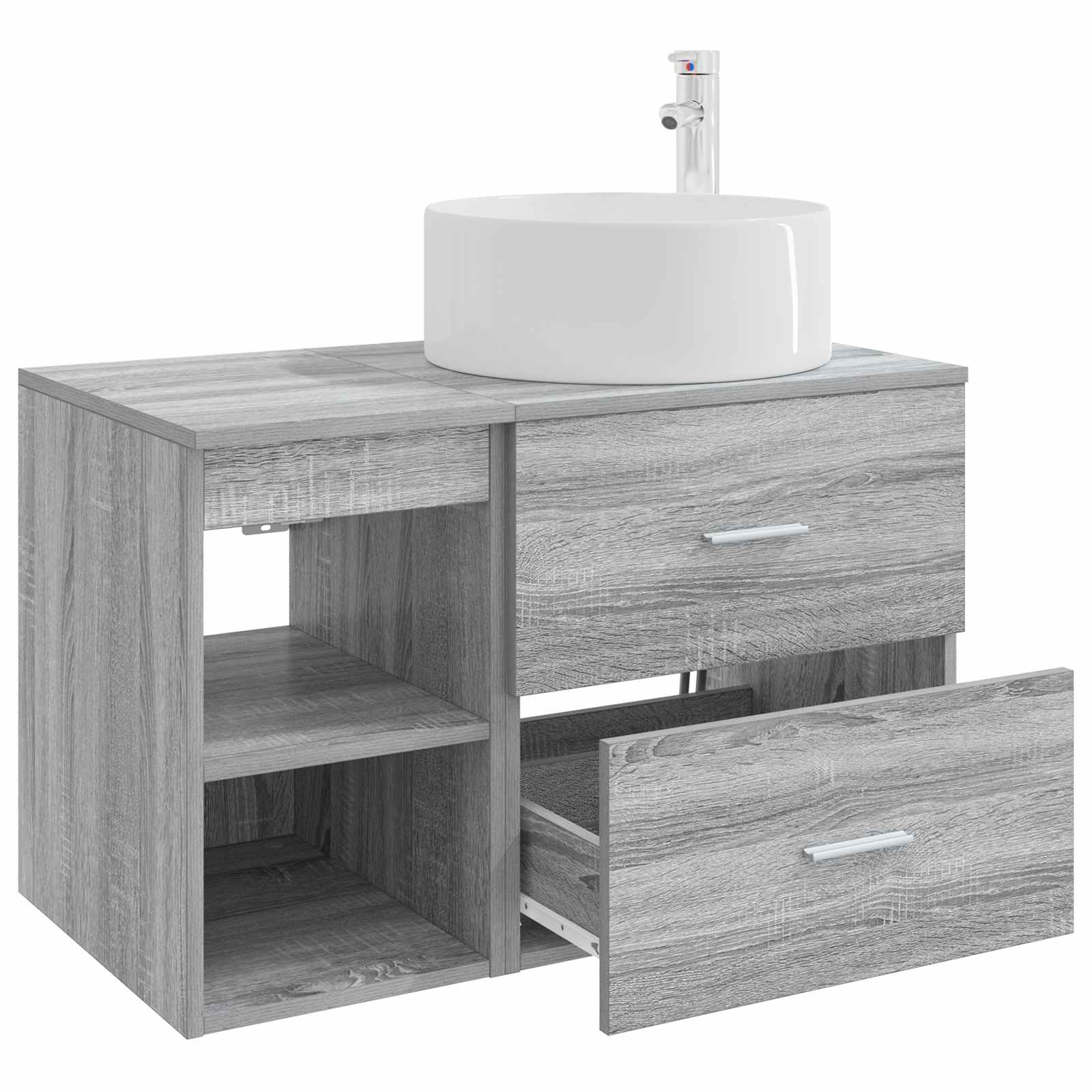 Badezimmermöbel-Set 2 stk. Grau Sonoma Holzwerkstoff