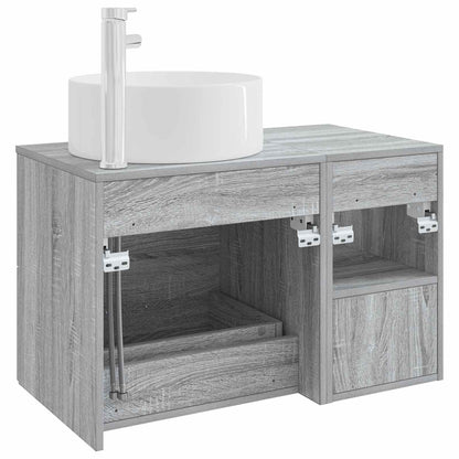 Badezimmermöbel-Set 2 stk. Grau Sonoma Holzwerkstoff