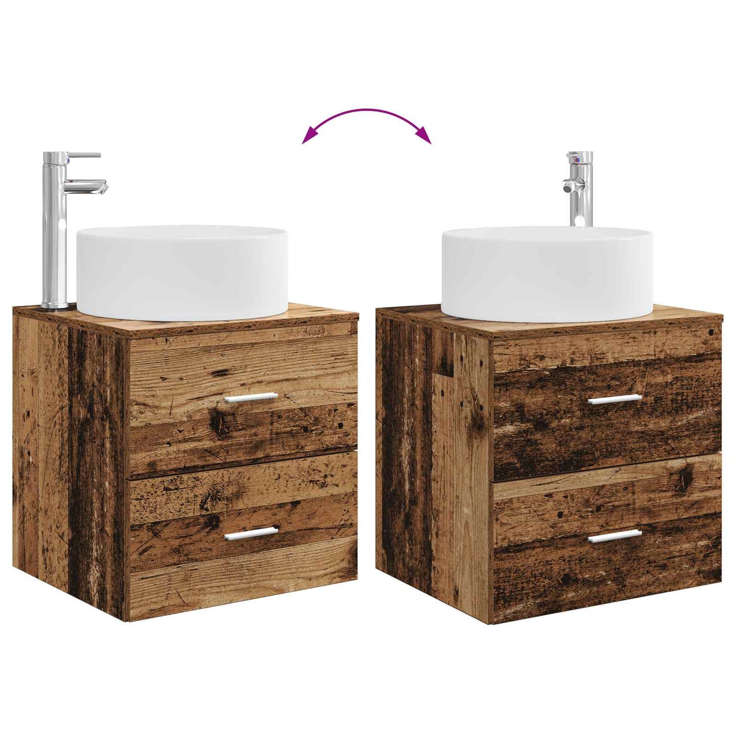 Badezimmermöbel-Set 2 stk. Altholz Holzwerkstoff