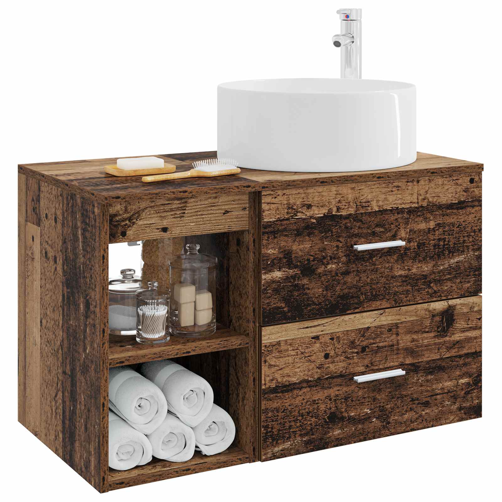 Badezimmermöbel-Set 2 stk. Altholz Holzwerkstoff