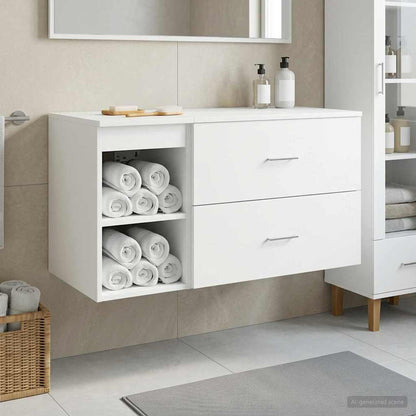 Badezimmermöbel-Set 2 stk. Weiß Holzwerkstoff
