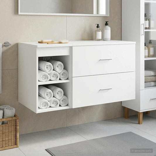 Badezimmermöbel-Set 2 Stk. Weiß Holzwerkstoff
