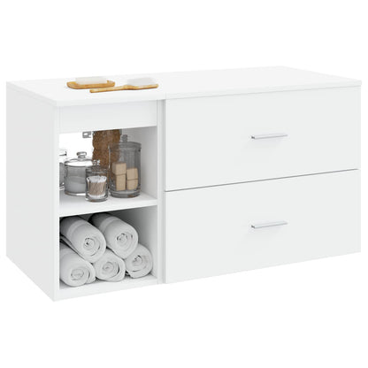 Badezimmermöbel-Set 2 stk. Weiß Holzwerkstoff