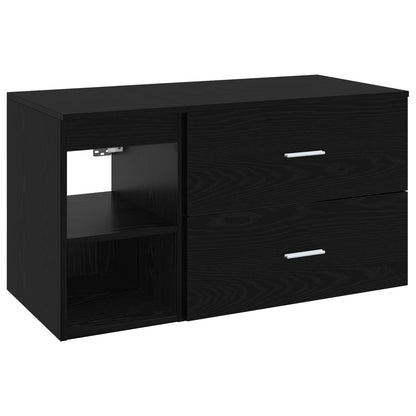 Badezimmermöbel-Set 2 stk. Schwarz Eichen-Optik Holzwerkstoff