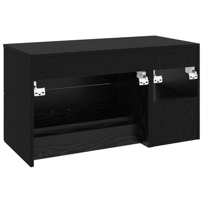 Badezimmermöbel-Set 2 stk. Schwarz Eichen-Optik Holzwerkstoff