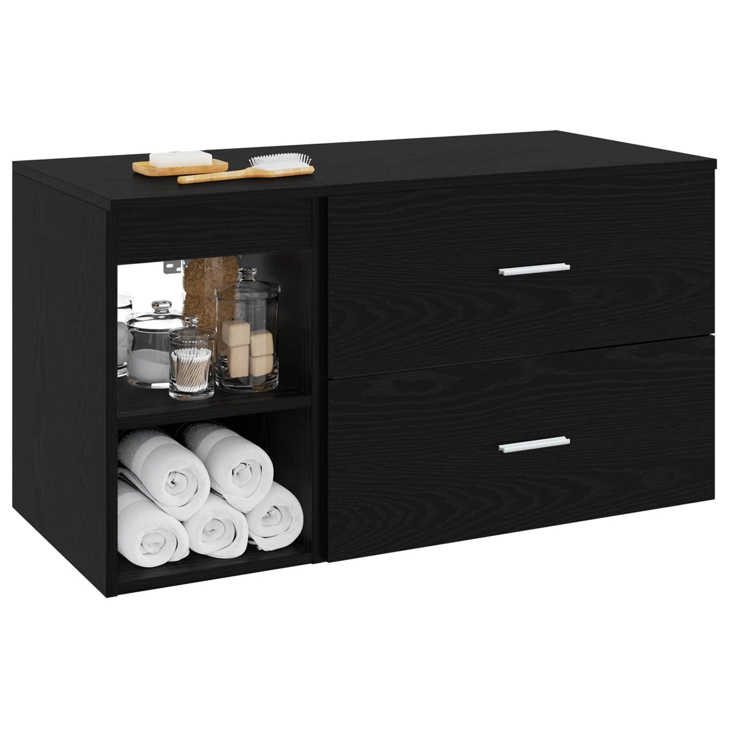 Badezimmermöbel-Set 2 stk. Schwarze Eiche Holzwerkstoff