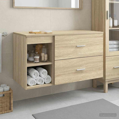 Badezimmermöbel-Set 2 stk. Sonoma-Eiche Holzwerkstoff