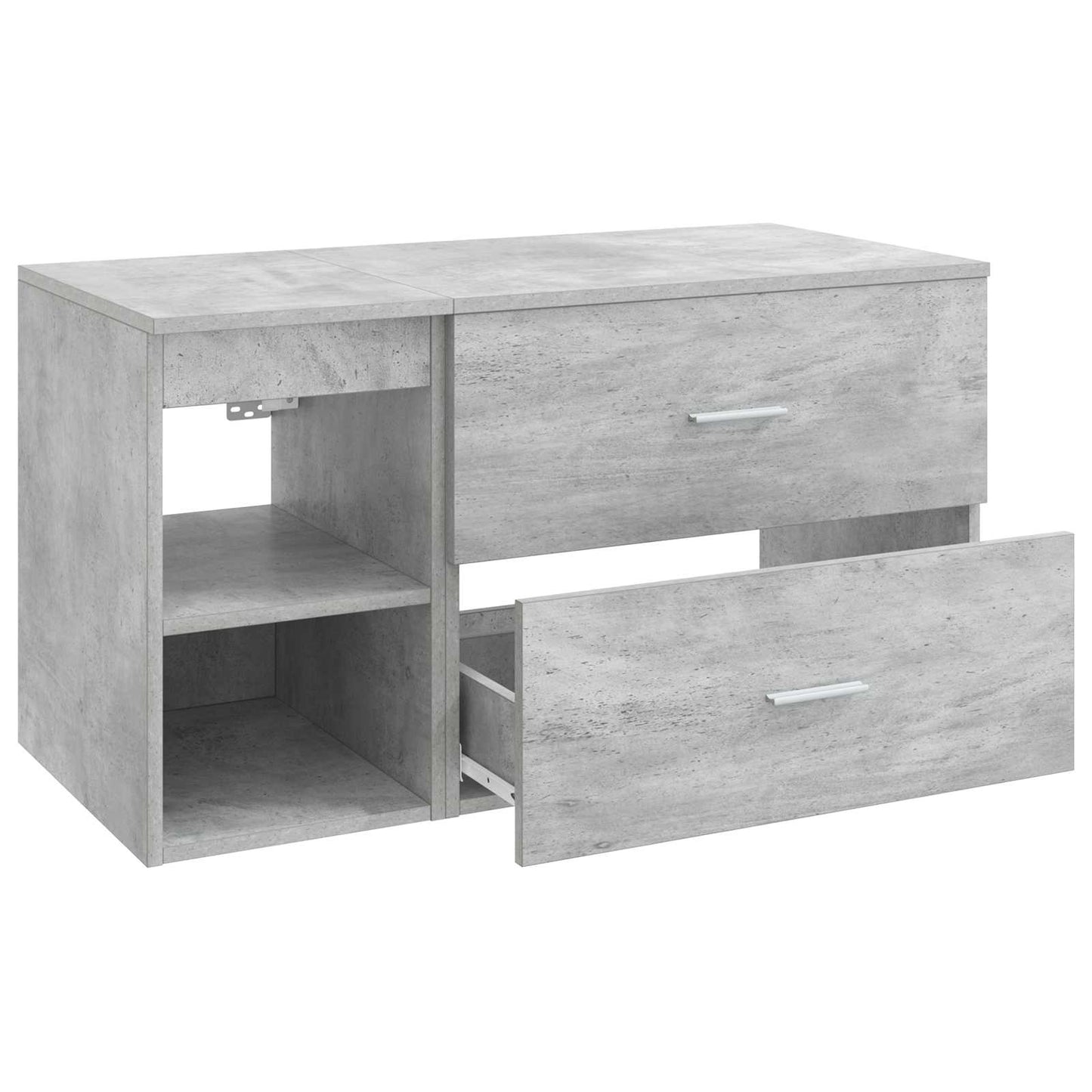 Badezimmermöbel-Set 2 pcs Betongrau Holzwerkstoff