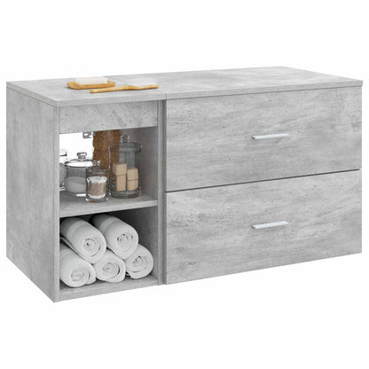 Badezimmermöbel-Set 2 stk. Betongrau Holzwerkstoff