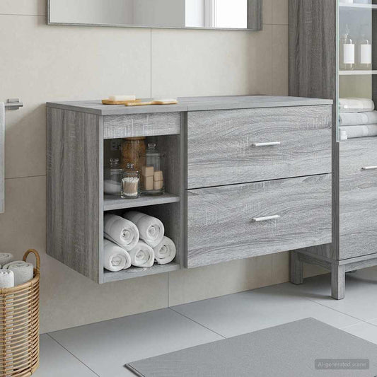 Badezimmermöbel-Set 2 Stk. Grau Sonoma Holzwerkstoff