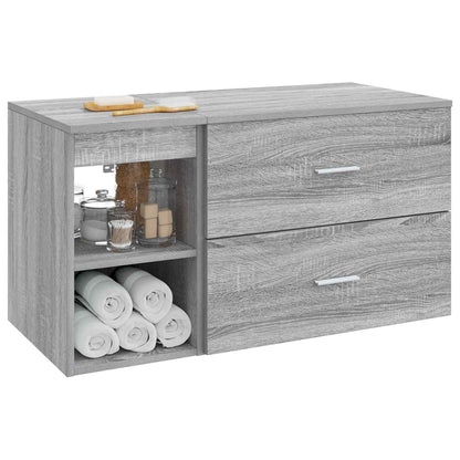 Badezimmermöbel-Set 2 stk. Grau Sonoma Holzwerkstoff