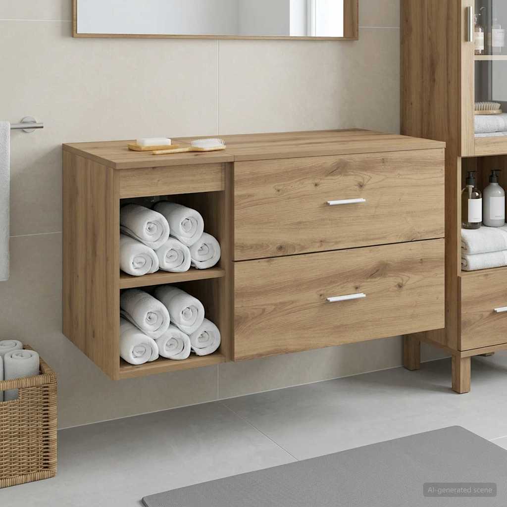 Badezimmermöbel-Set 2 Stk. Artisan-Eiche Holzwerkstoff