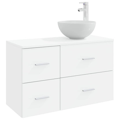 Badezimmermöbel-Set 2 stk. Weiß Holzwerkstoff
