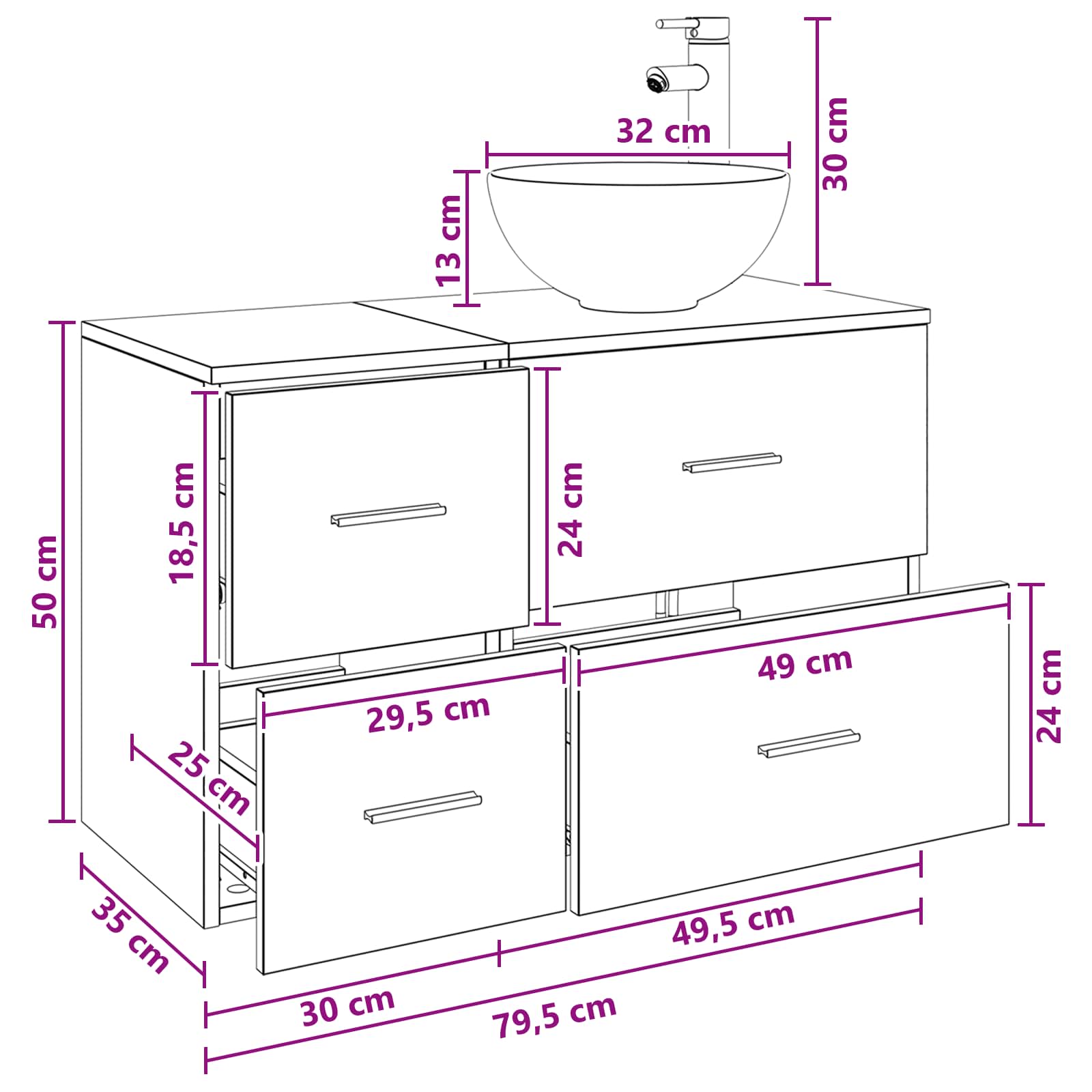 Badezimmermöbel-Set 2 stk. Weiß Holzwerkstoff