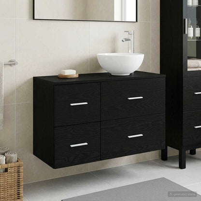 Badezimmermöbel-Set 2 stk. Schwarz Eichen-Optik