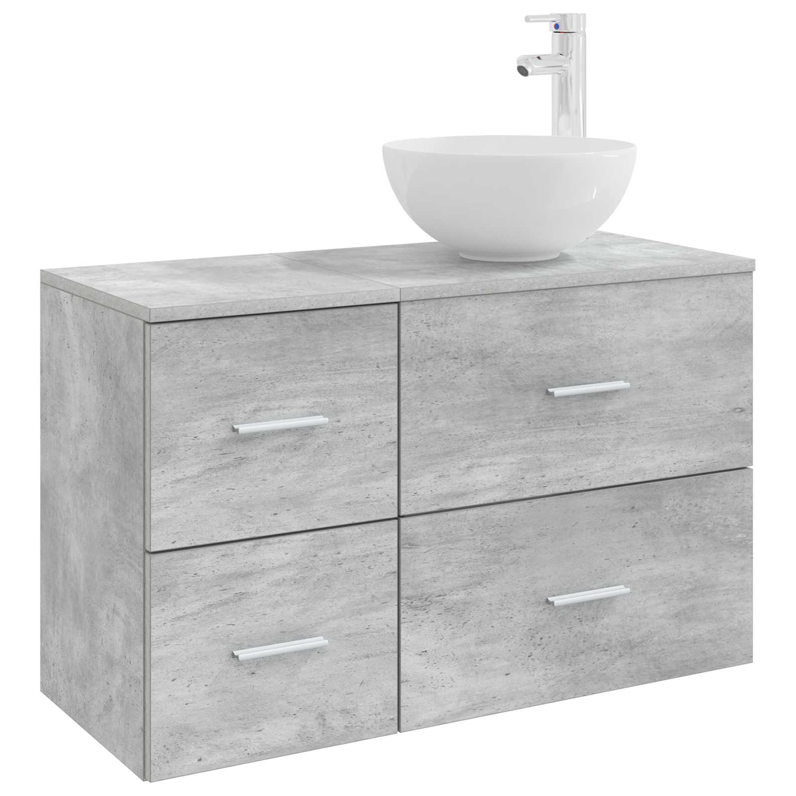 Badezimmermöbel-Set 2 stk. Betongrau Holzwerkstoff