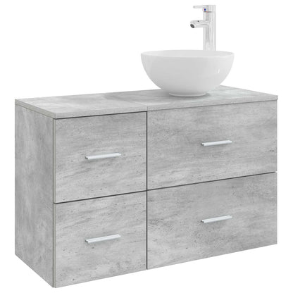 Badezimmermöbel-Set 2 stk. Betongrau Holzwerkstoff