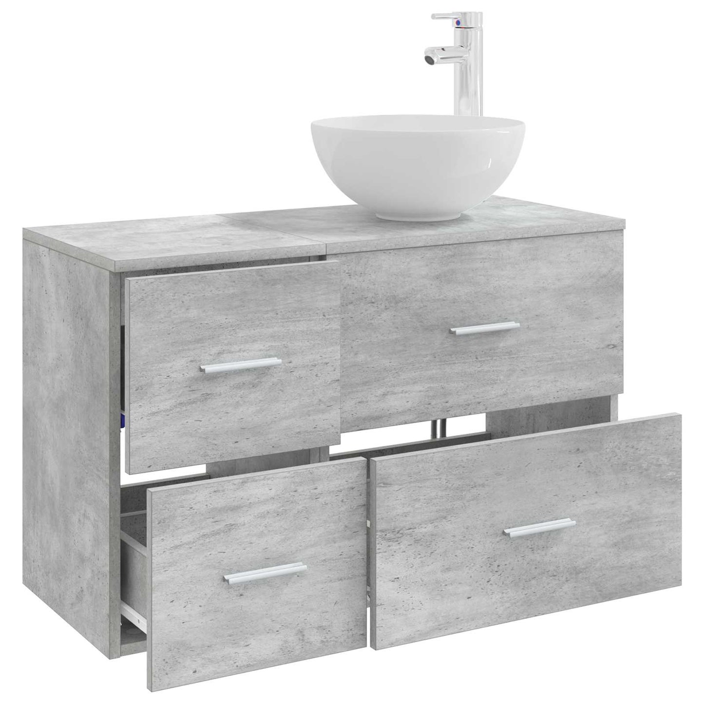 Badezimmermöbel-Set 2 stk. Betongrau Holzwerkstoff