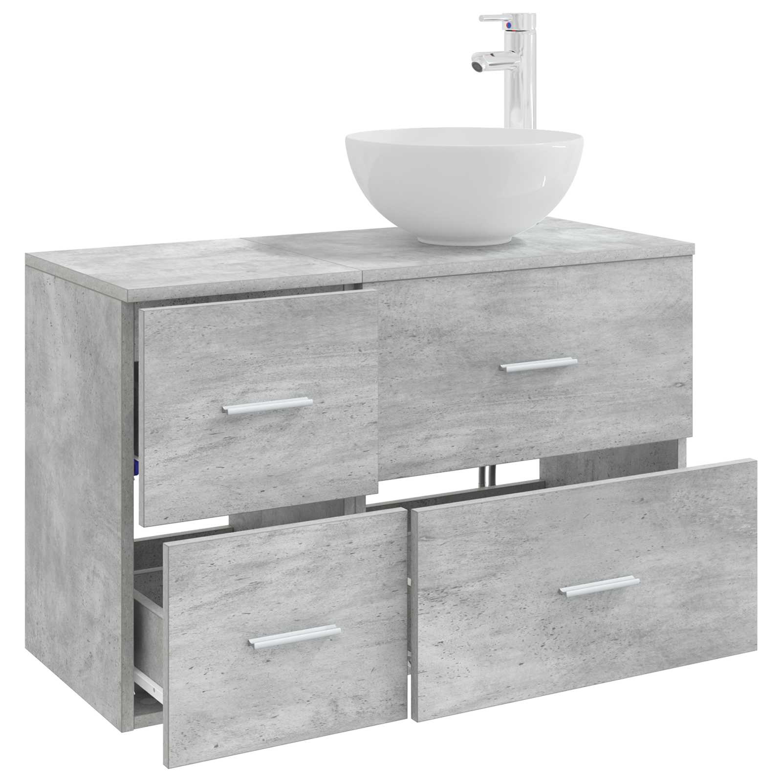 Badezimmermöbel-Set 2 stk. Betongrau Holzwerkstoff
