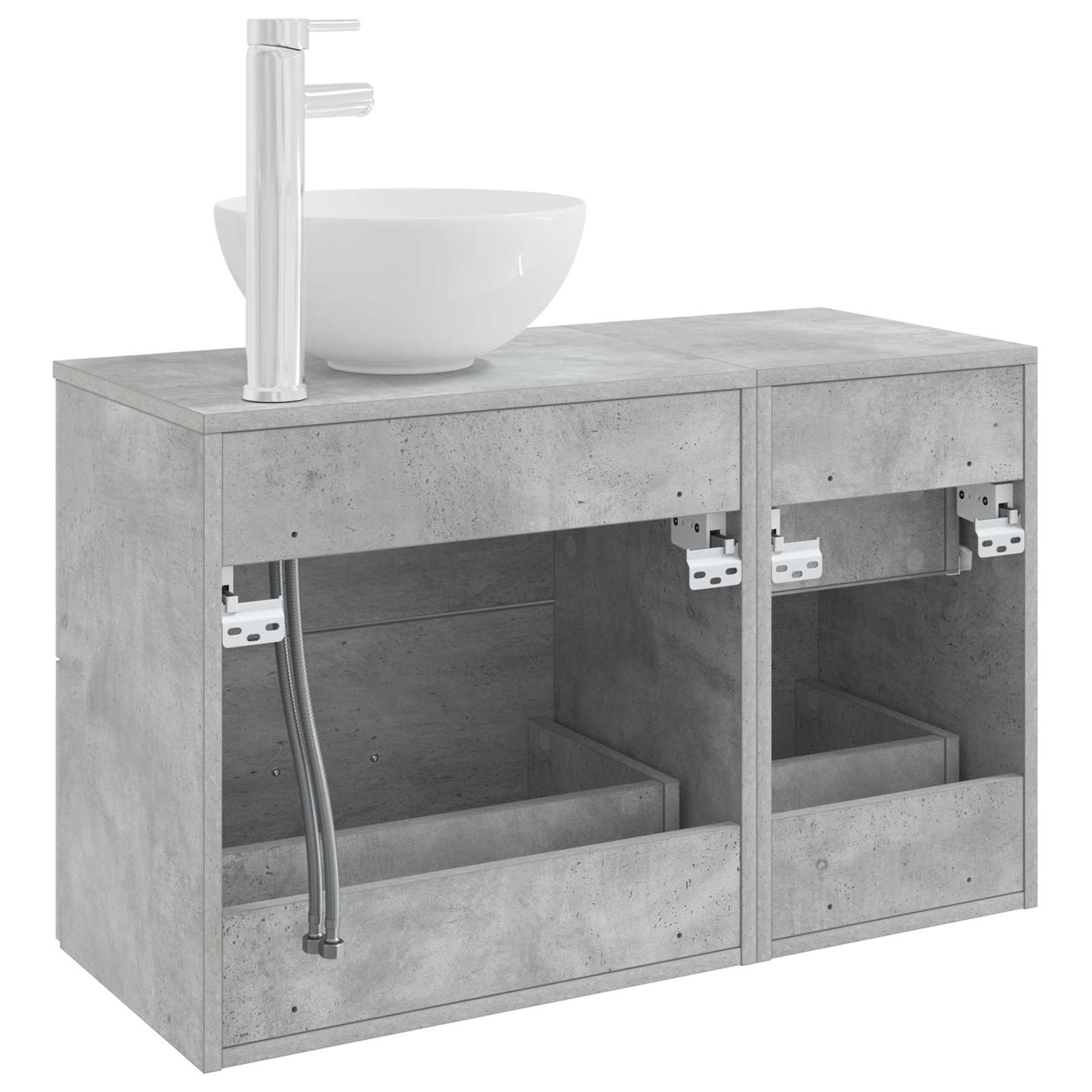 Badezimmermöbel-Set 2 stk. Betongrau Holzwerkstoff