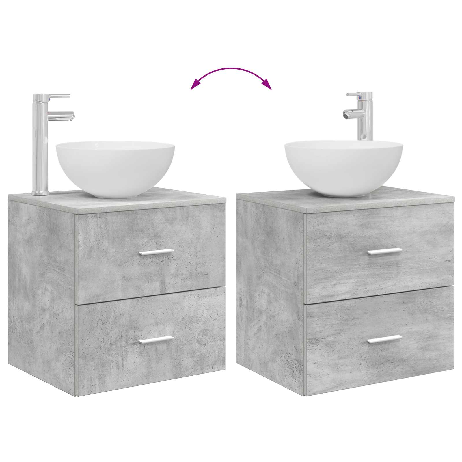 Badezimmermöbel-Set 2 stk. Betongrau Holzwerkstoff