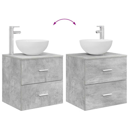 Badezimmermöbel-Set 2 stk. Betongrau Holzwerkstoff