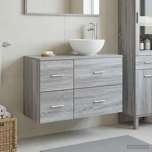 Badezimmermöbel-Set 2 Stk. Grau Sonoma Holzwerkstoff