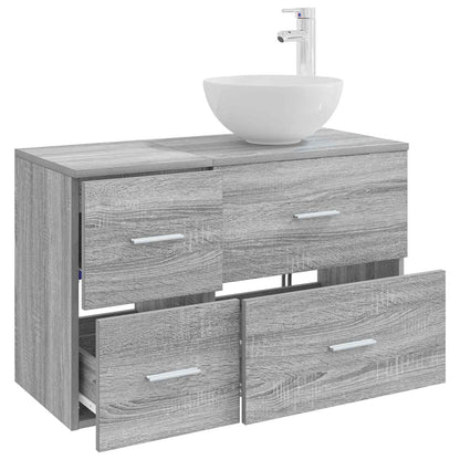 Badezimmermöbel-Set 2 stk. Grau Sonoma Holzwerkstoff