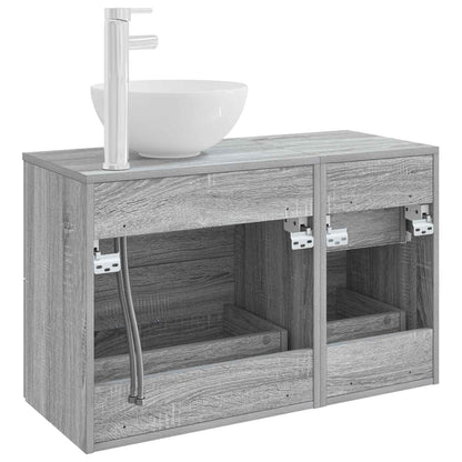 Badezimmermöbel-Set 2 stk. Grau Sonoma Holzwerkstoff