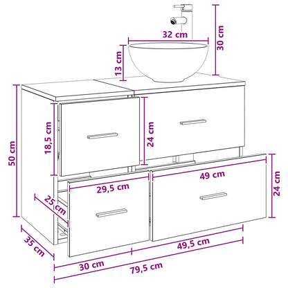 Badezimmermöbel-Set 2 stk. Grau Sonoma Holzwerkstoff