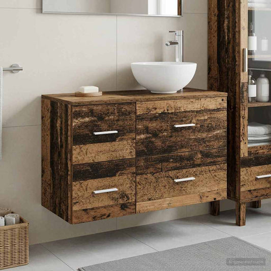 Badezimmermöbel-Set 2 Stk. Altholz Holzwerkstoff