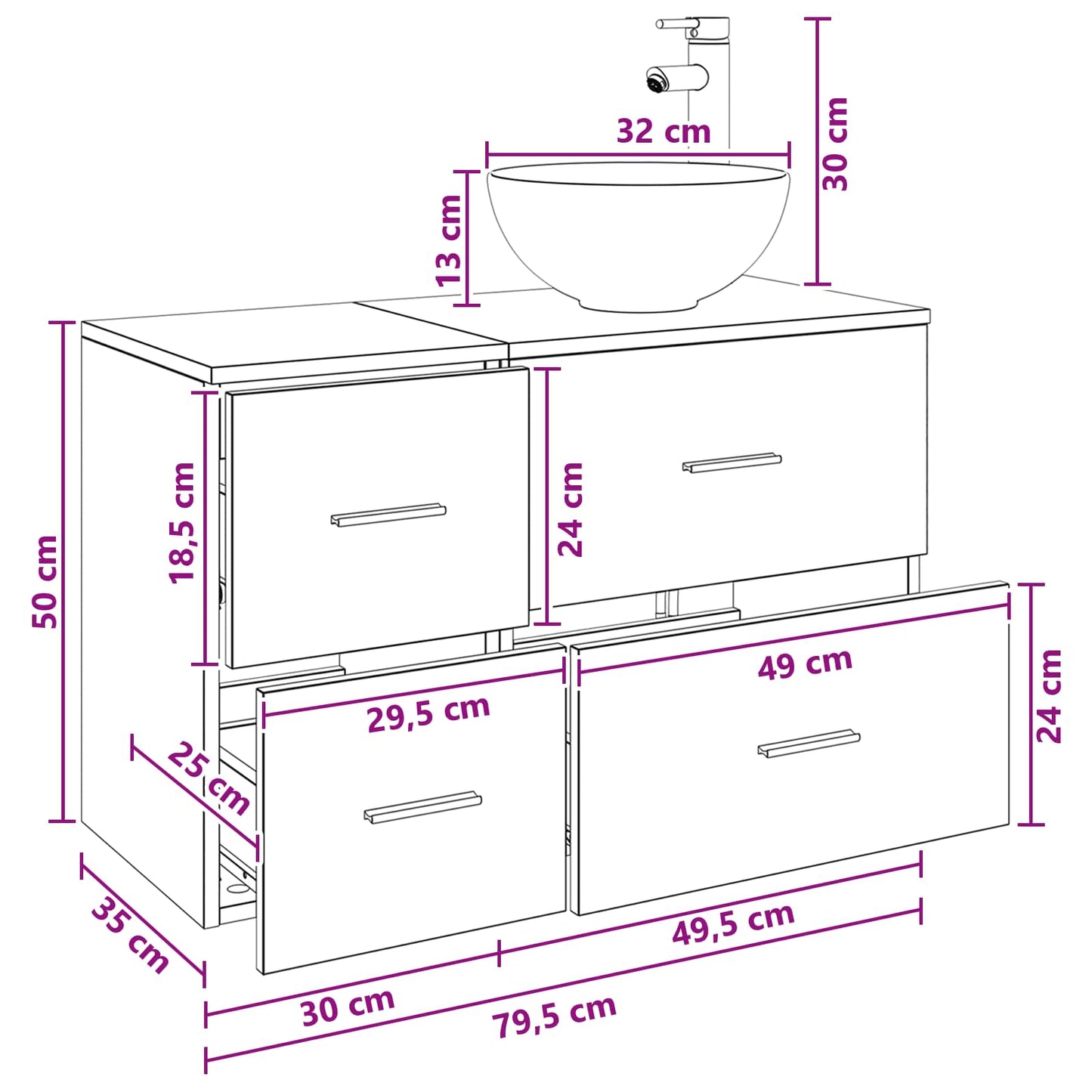 Badezimmermöbel-Set 2 stk. Artisan-Eiche Holzwerkstoff