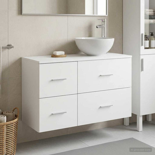Badezimmermöbel-Set 2 Stk. Weiß Holzwerkstoff