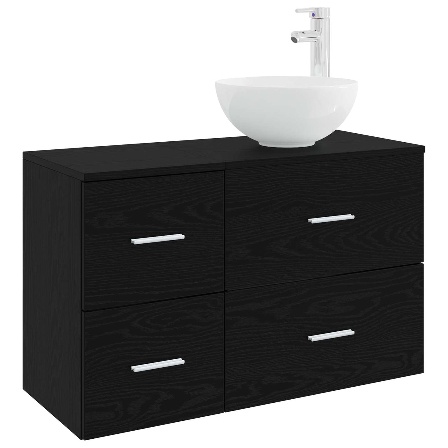 Badezimmermöbel-Set 2 stk. Schwarze Eiche Holzwerkstoff