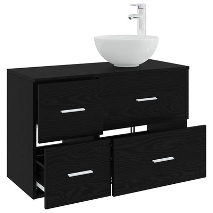 Badezimmermöbel-Set 2 stk. Schwarz Eichen-Optik